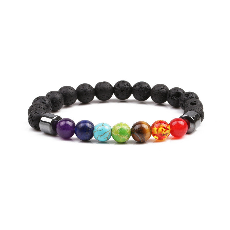 Pulseras De Piedra Volcánica Negra Colorida al por mayor